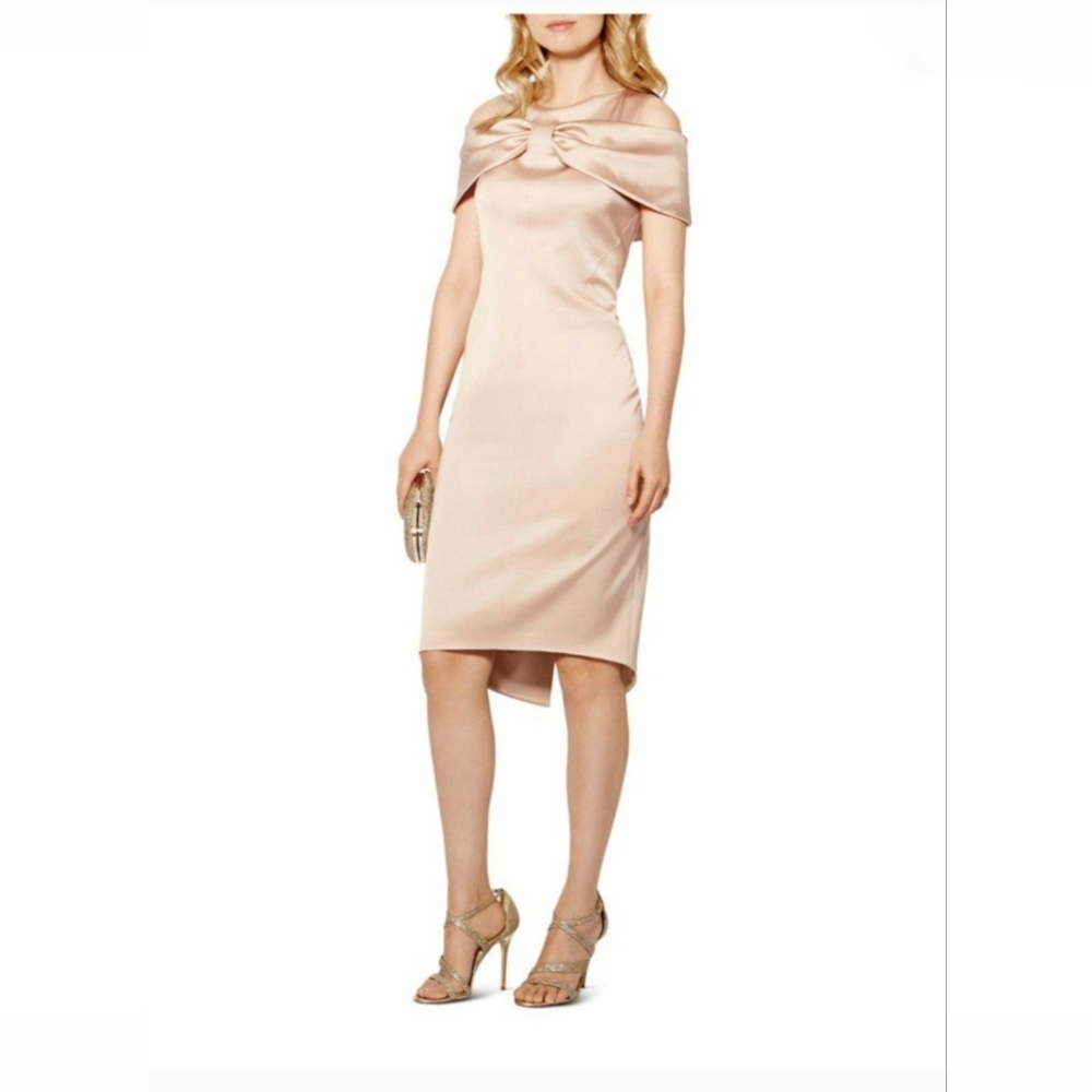 Designer cocktail dress from Karen Millen, knee length champagne 8 US